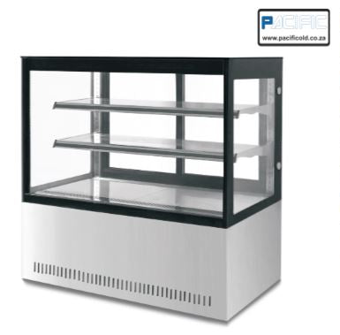 PACIFIC 900mm Square Glass Hot Display - 2 Shelf